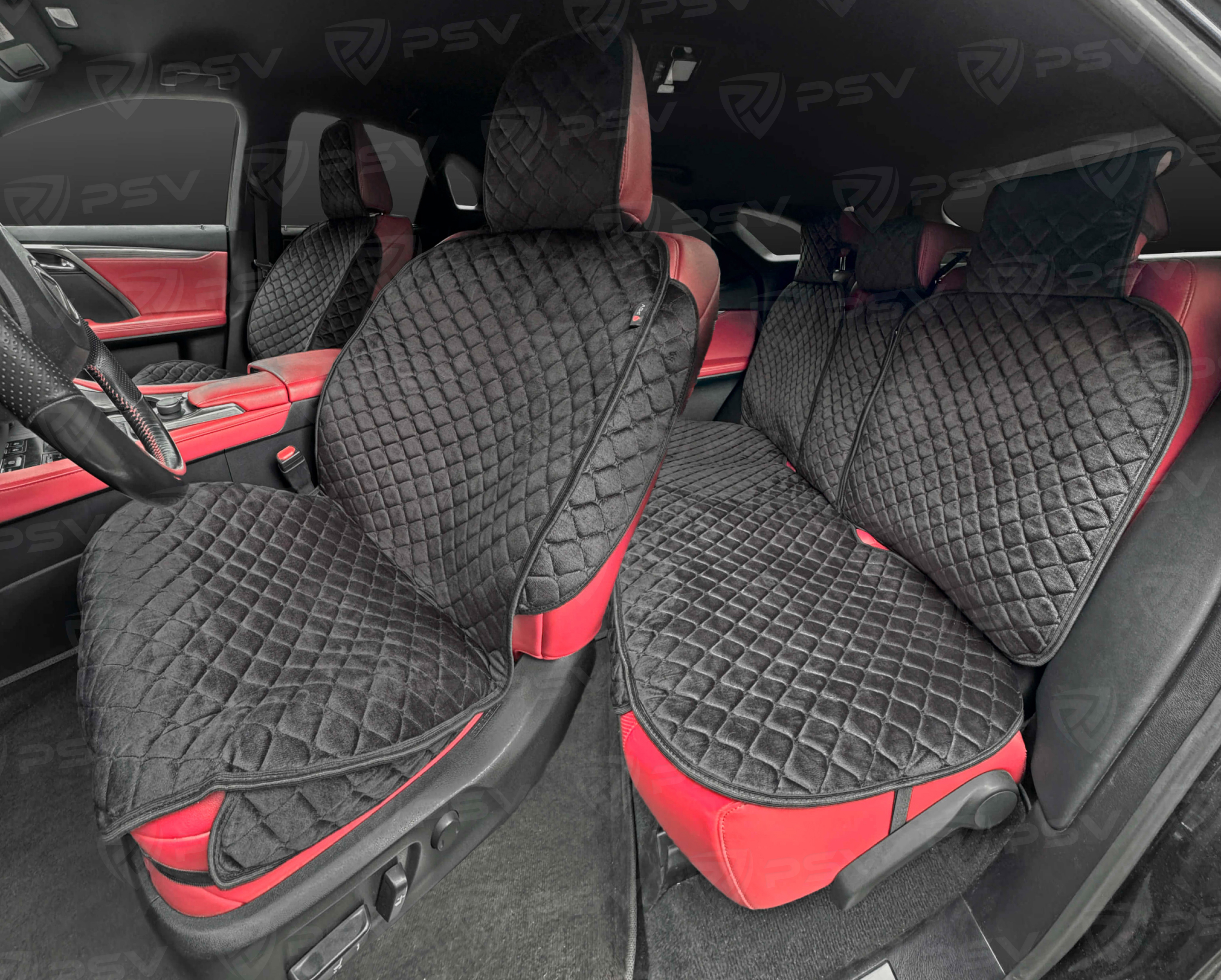 Накидки 2D PSV Zvezda Next (Черный/Отстрочка черная), комплект на весь салон, велюр