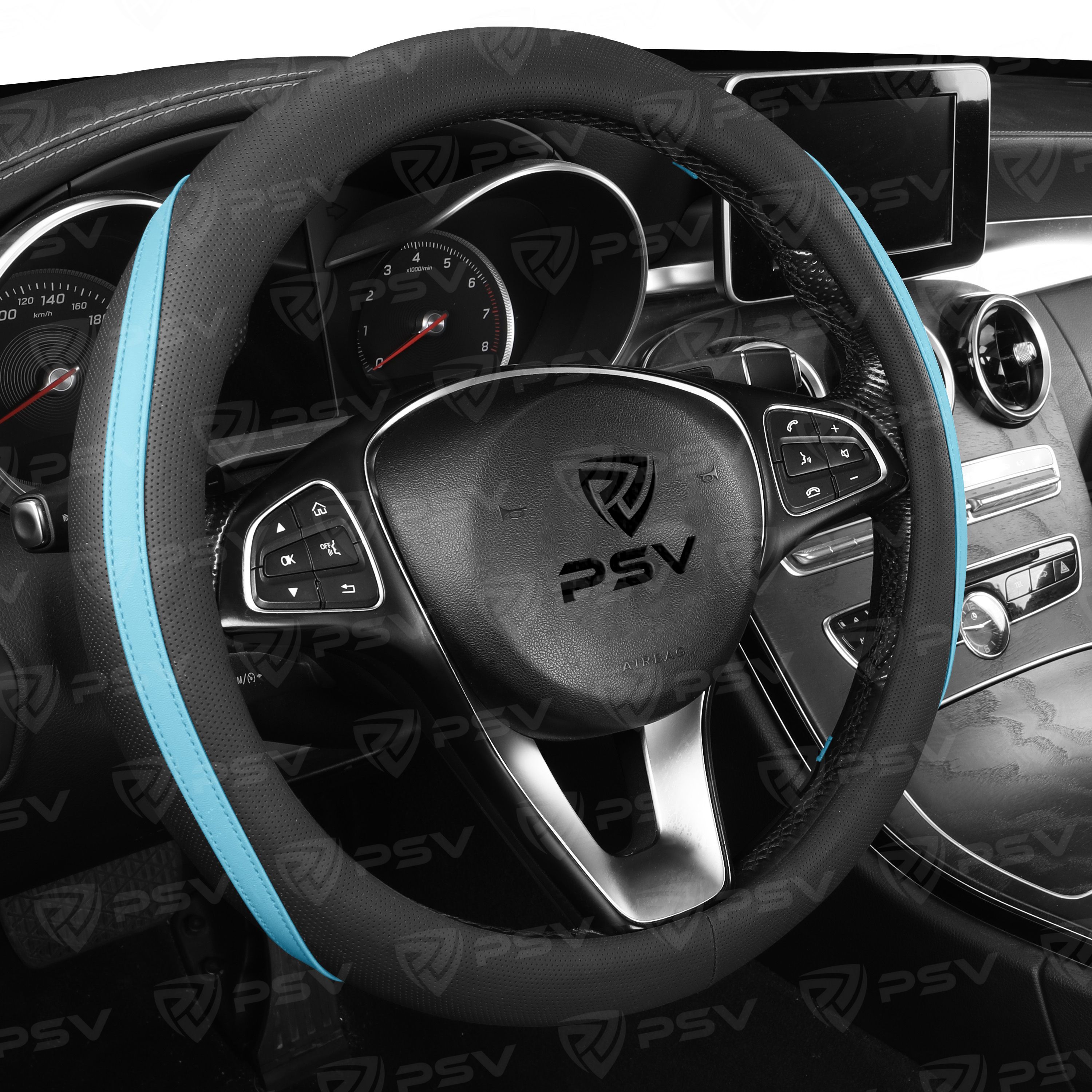 Оплетка на руль PSV TERMIT (Черно-Синий) M, экокожа