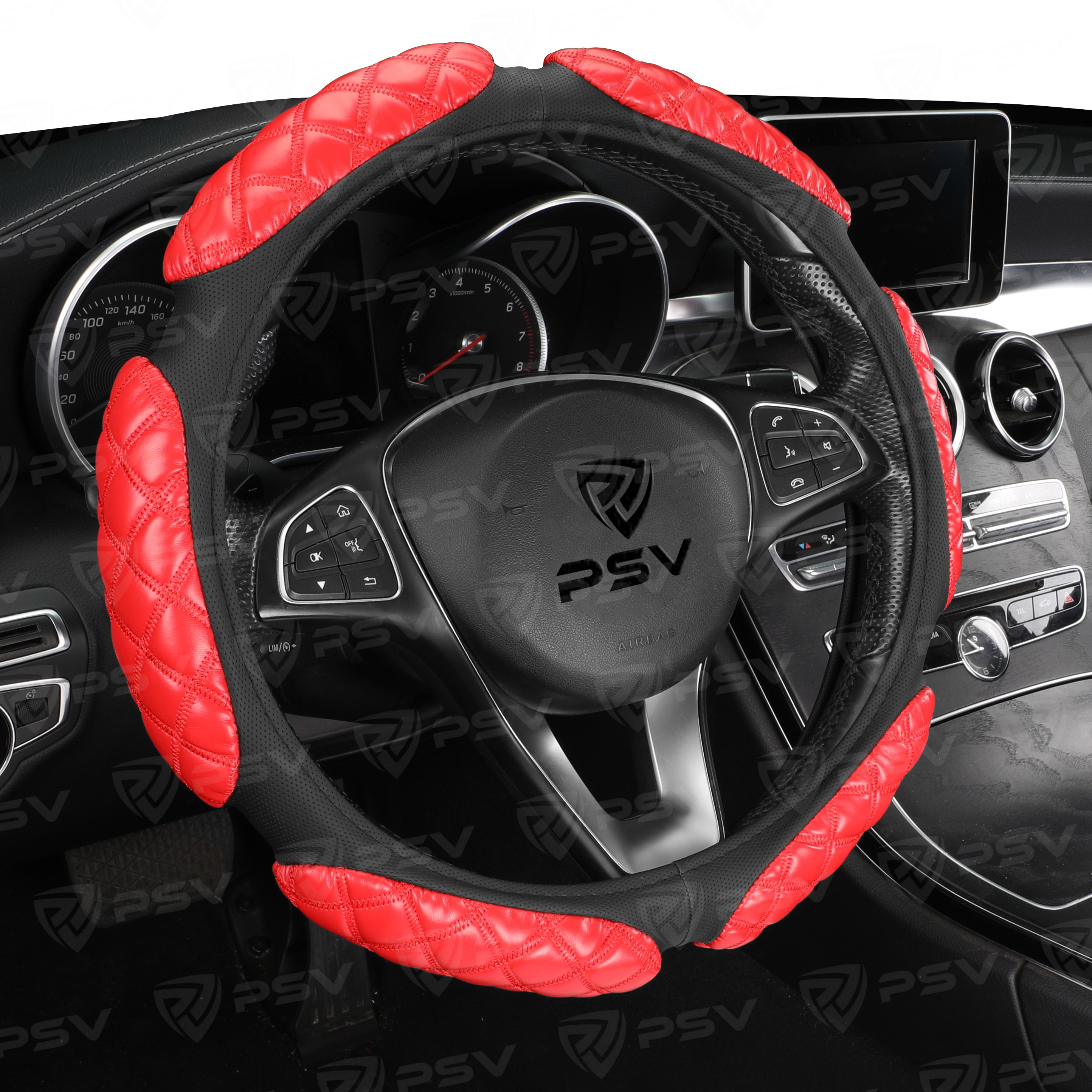 Оплетка на руль PSV RACE ROMB (Черно-Красный) M, экокожа