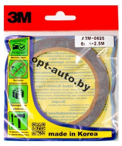 Скотч двухсторонний ЗМ 6мм*2,5м (Южная Корея)