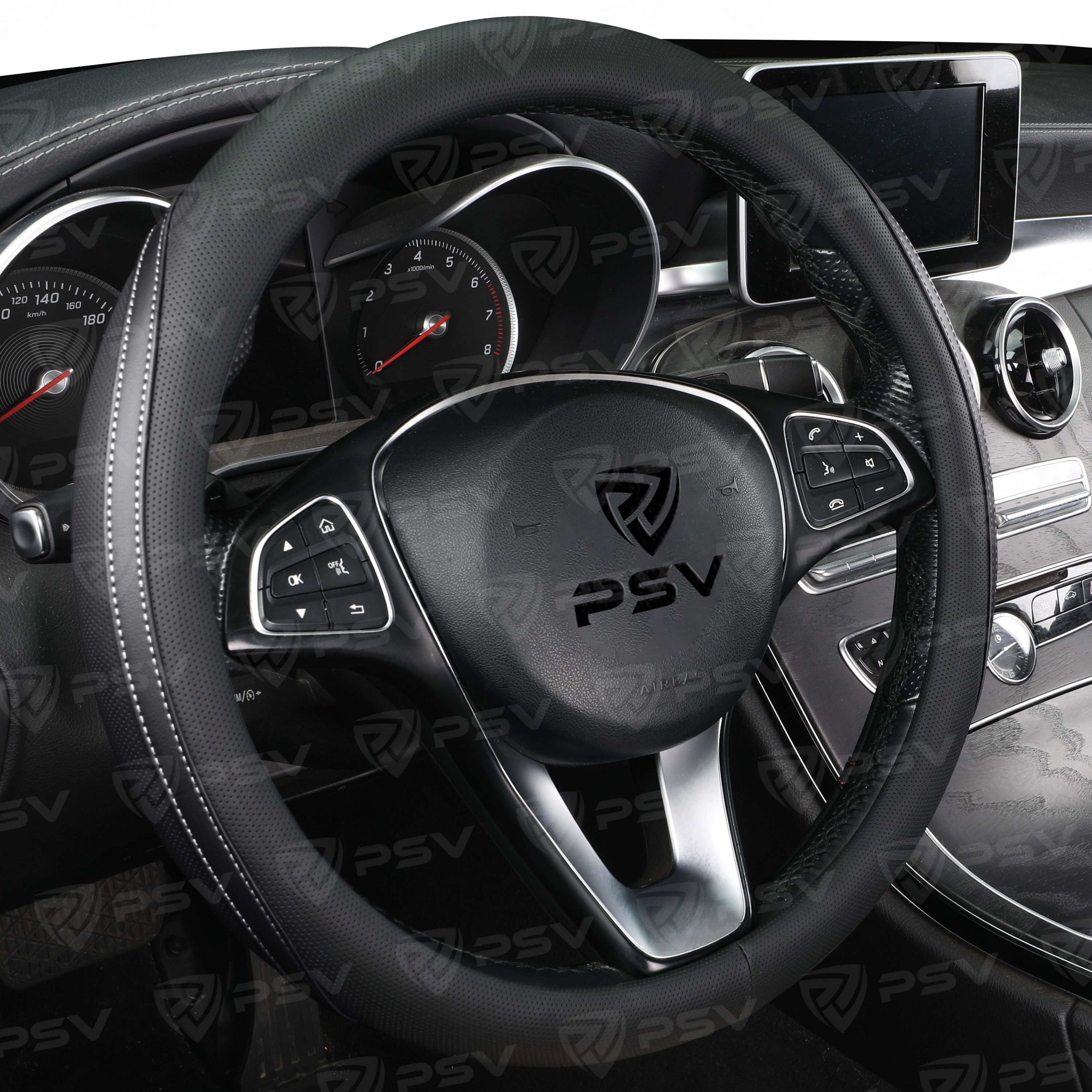 Оплетка на руль PSV TERMIT (Черный/Отстрочка серая) M, экокожа