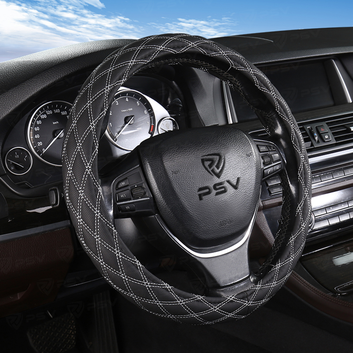 Оплетка на руль PSV RADIKAL (Черный/Отстрочка серая) S, экокожа