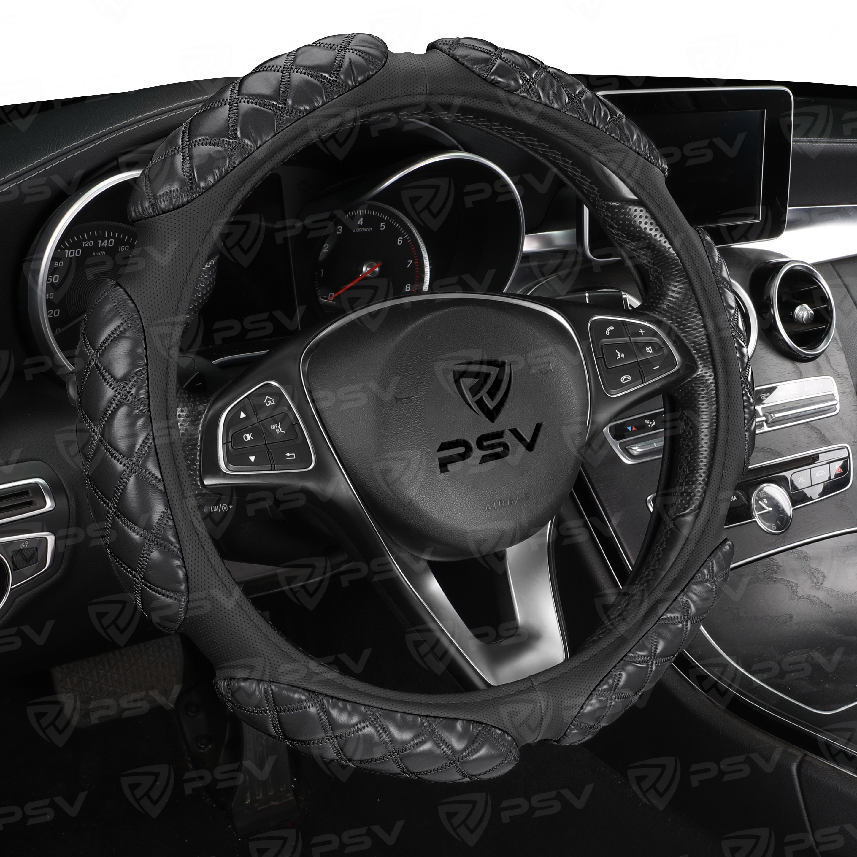 Оплетка на руль PSV RACE ROMB (Черный) M, экокожа