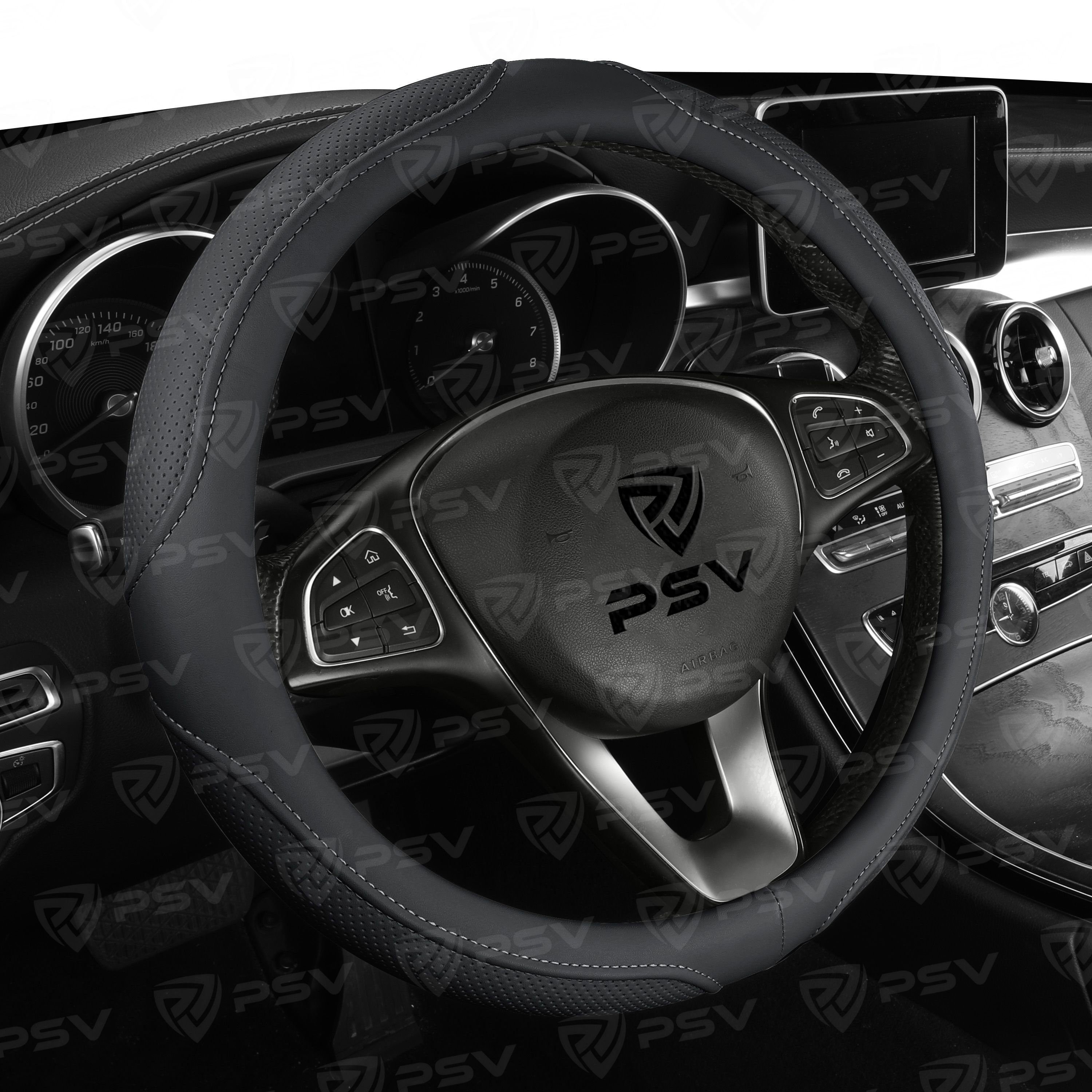 Оплетка на руль PSV DOT (Черный/Отстрочка черная) M, экокожа