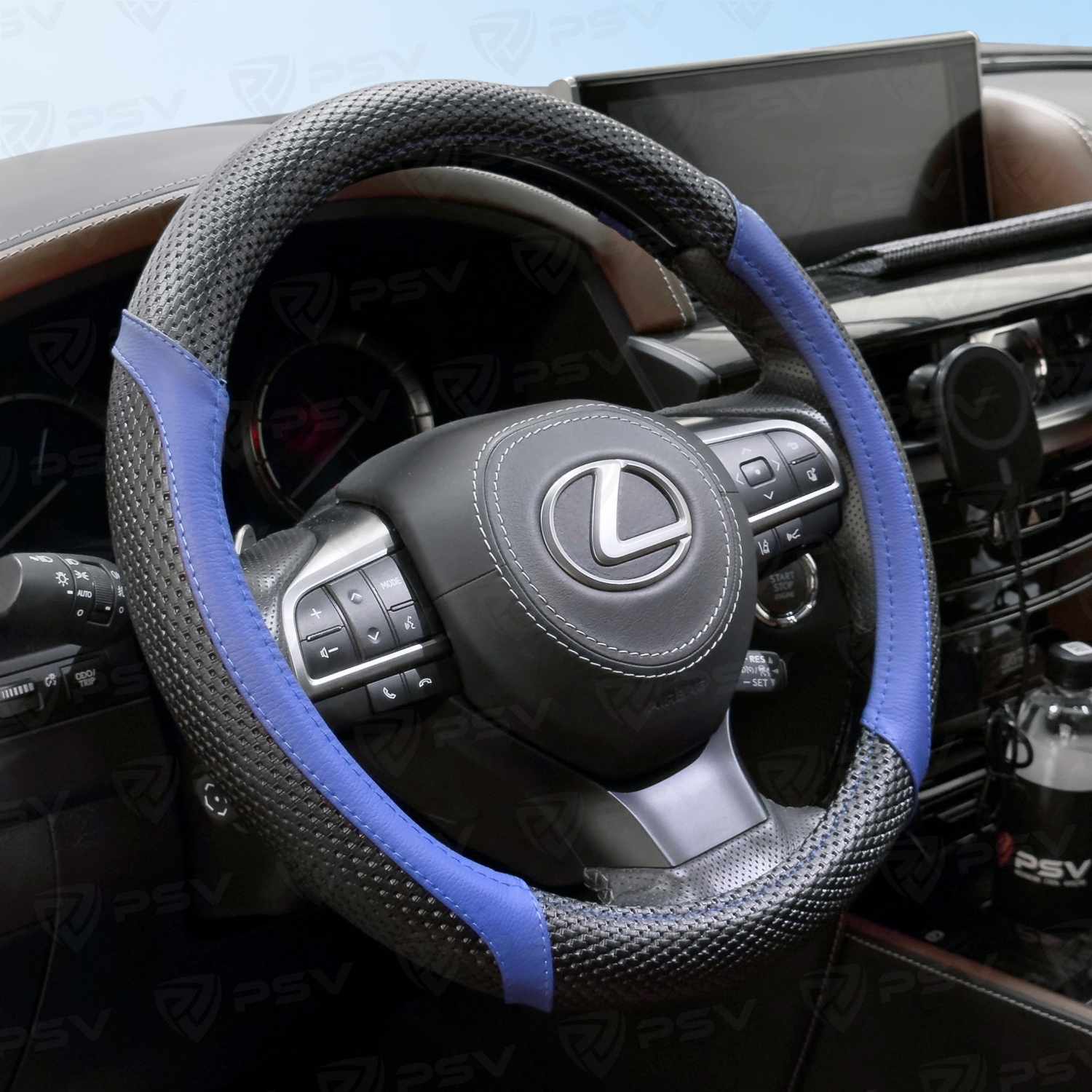 Оплетка на руль  PSV RECT Fiber (Черно-Синий) М, экокожа