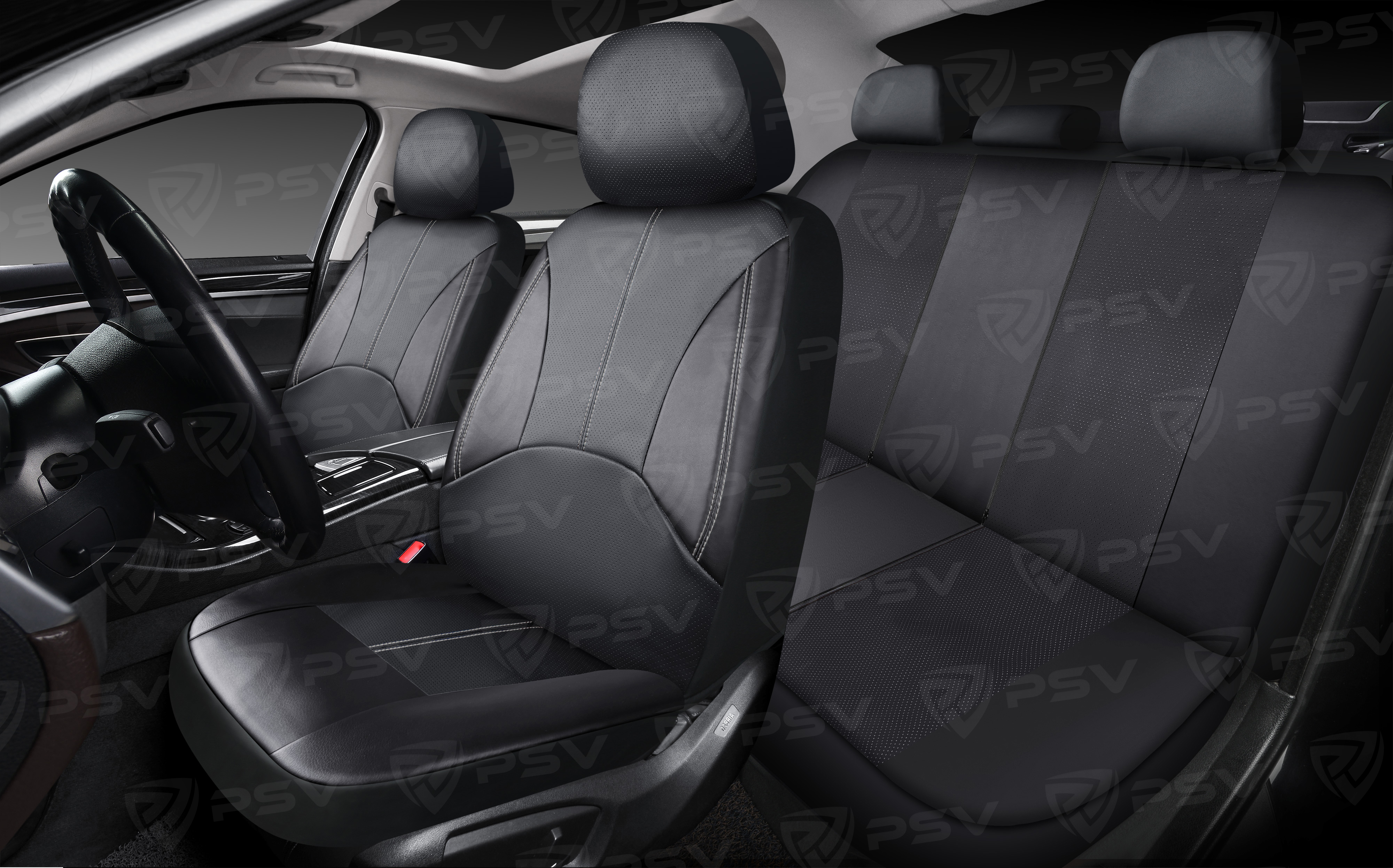 Чехлы PSV Imperial Next (Черный/отстрочка серая), экокожа