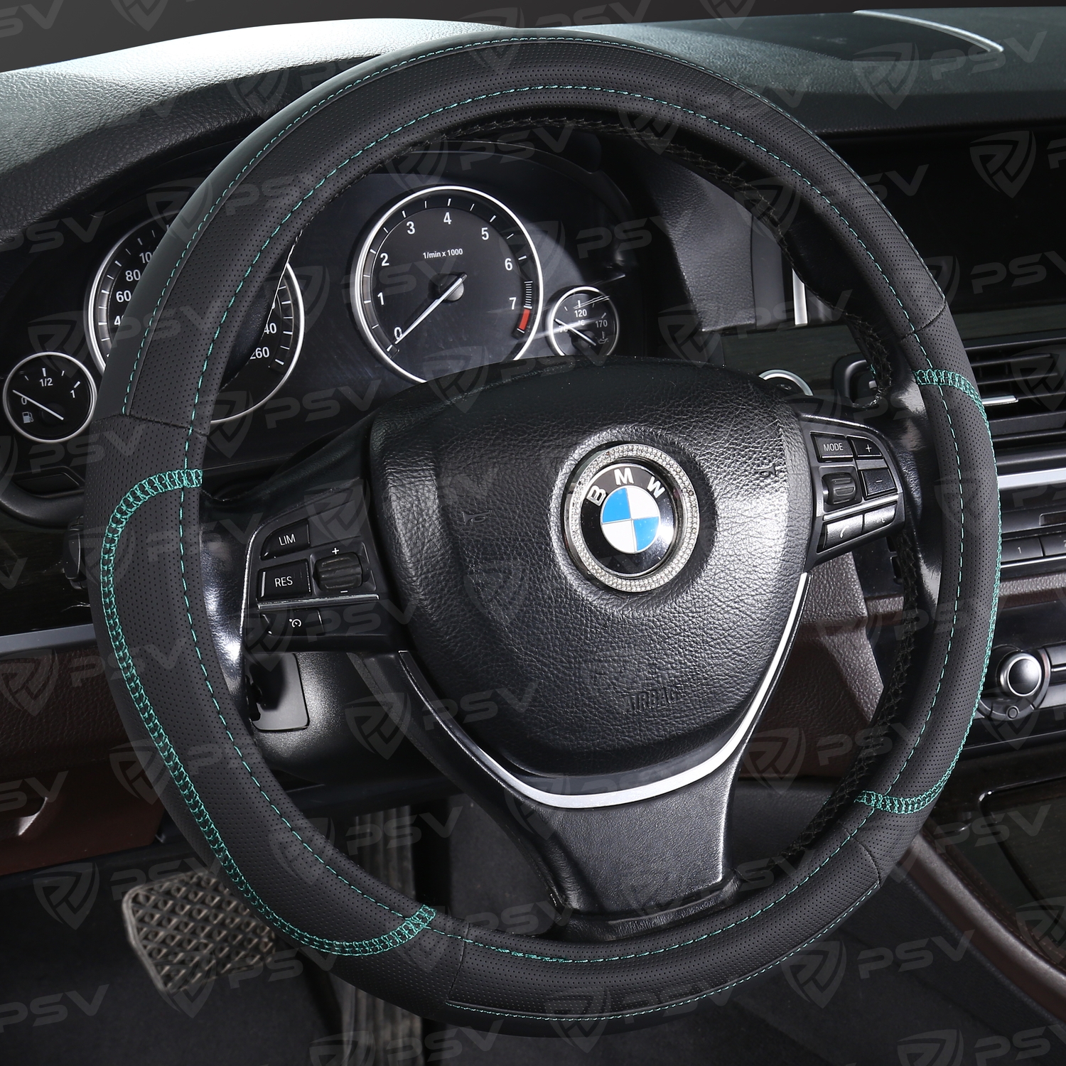 Оплетка на руль PSV ARDOR (Черный/Отстрочка т.зеленая) M,экокожа