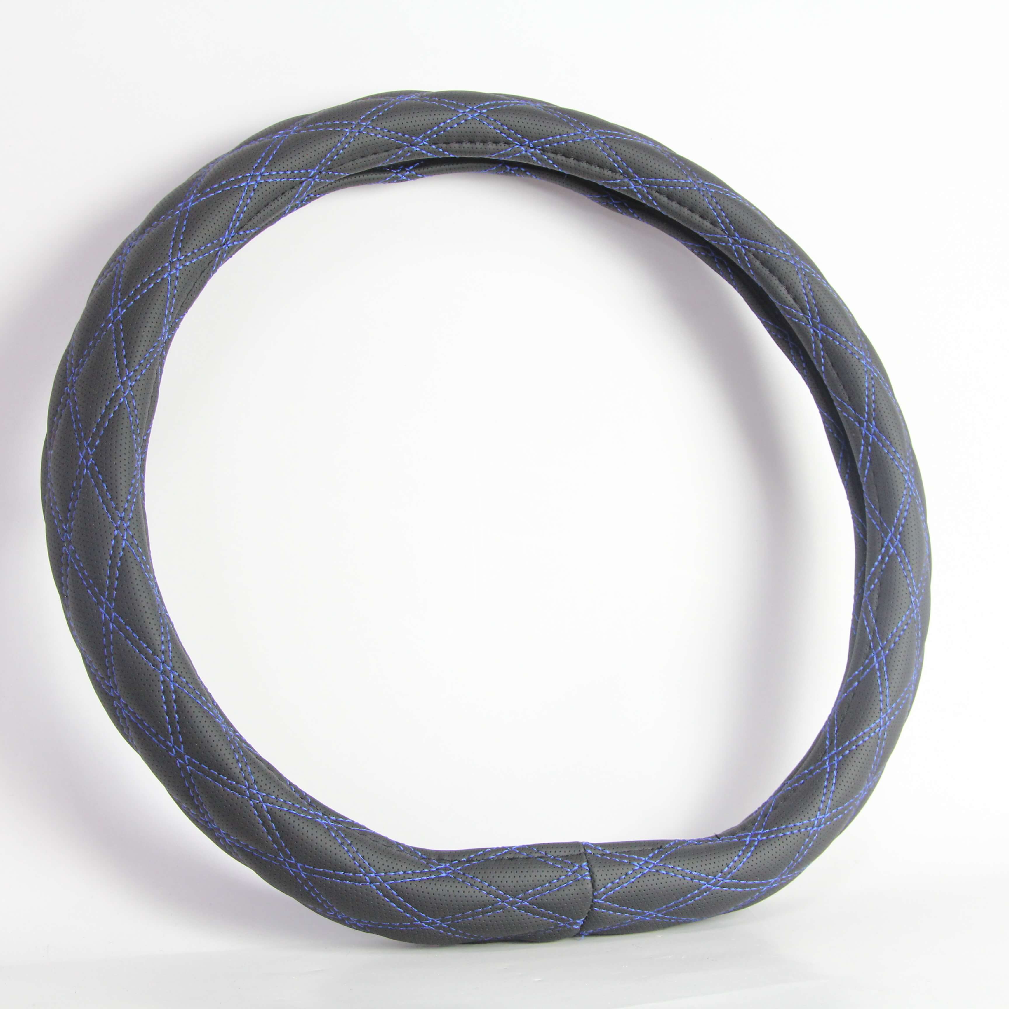 Оплетка на руль PSV RADIKAL CORNER со скошенным низом (Черный/Отстрочка синяя) M, экокожа