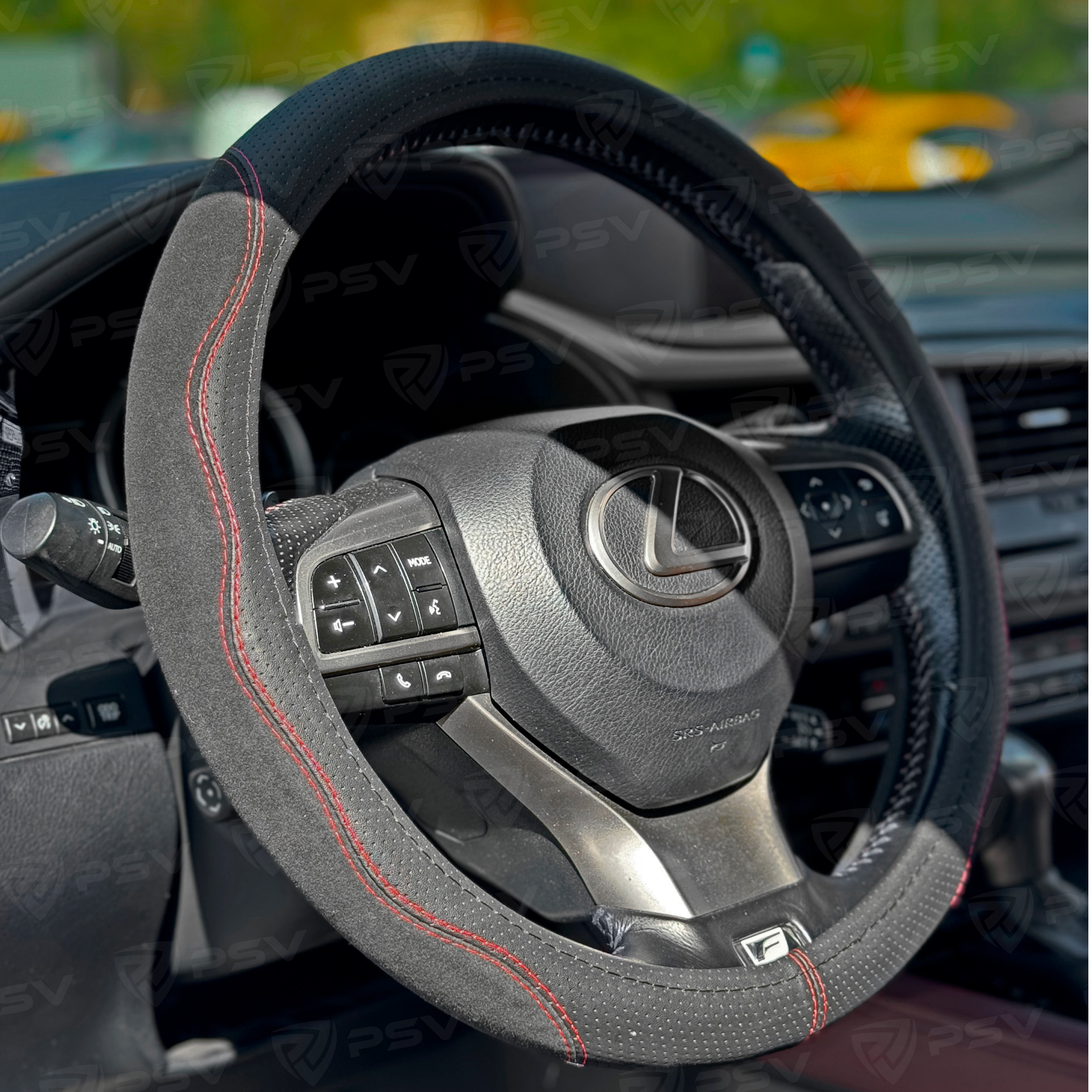 Оплетка на руль  PSV ALCANTARA Fiber (Черный/Отстрочка красная) М, экокожа