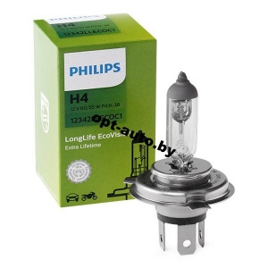 Автолампы Philips  Н4 12v60/55w LongLife EcoVision (увелич. срок службы) набор 2 шт.