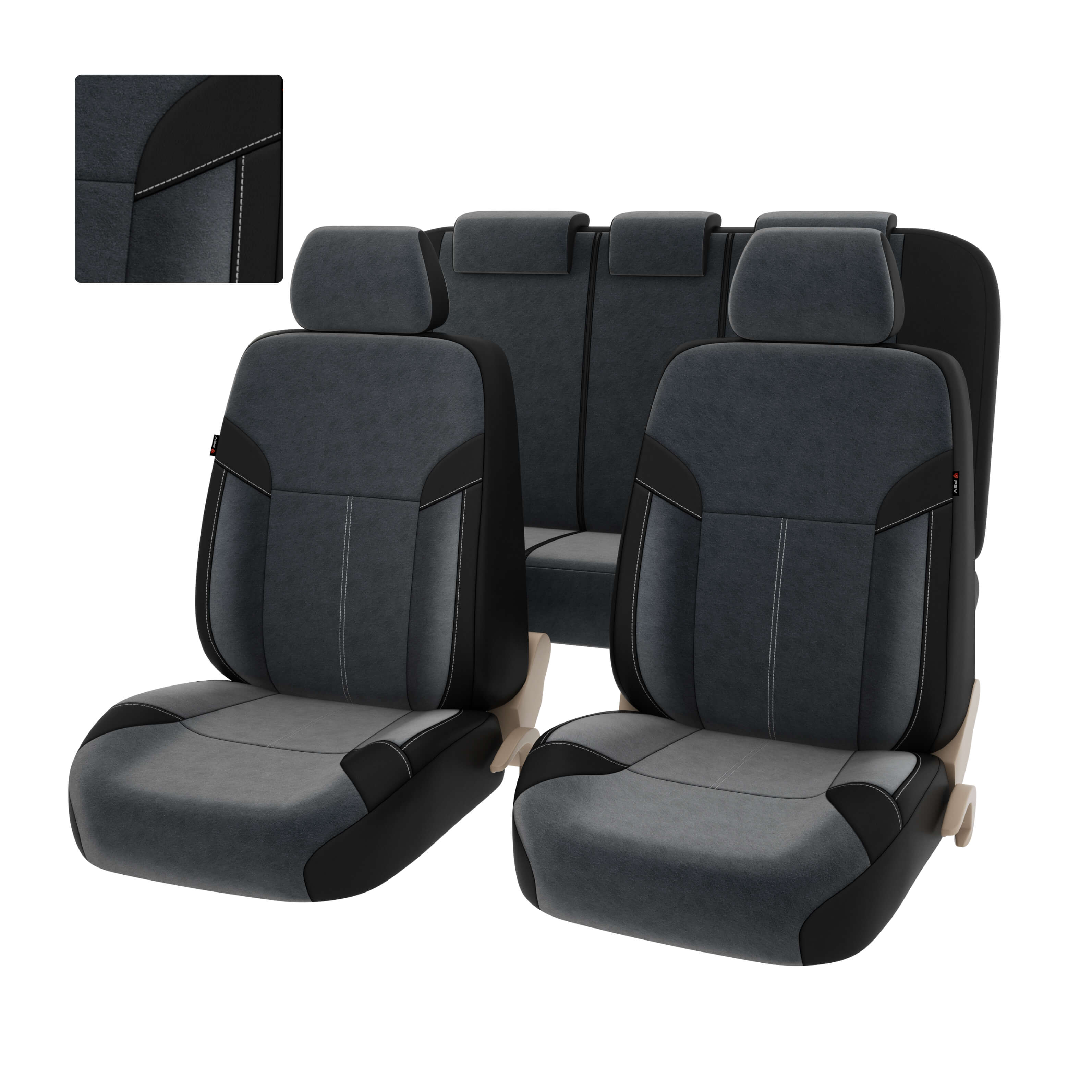 Чехлы PSV Amulet Next  (Черный-Серый), экокожа + велюр