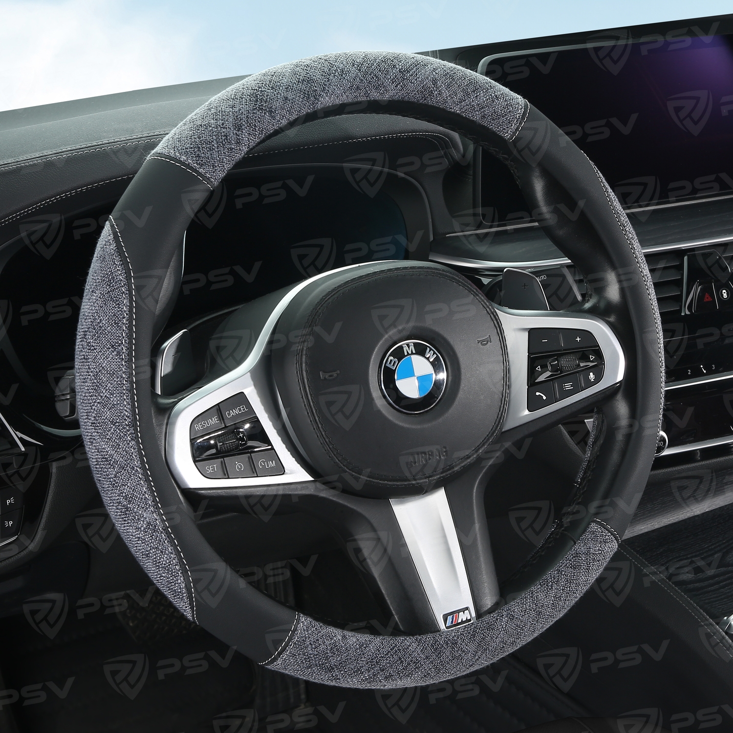 Оплетка на руль PSV WUM (Черный/Серый) M, экокожа