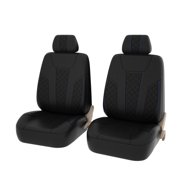 Чехлы PSV Lotos Next 2 FRONT (Черный/отстрочка синяя), ромб + экокожа