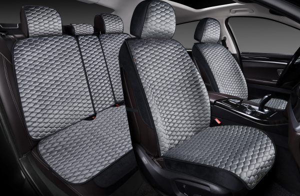 Накидки 3D PSV Sota Next (Черно-Серый), комплект на весь салон, велюр
