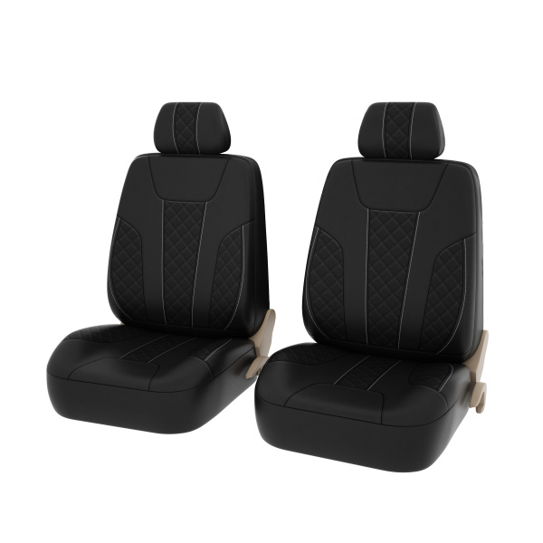 Чехлы PSV Lotos Next 2 FRONT (Черный/отстрочка белая), ромб + экокожа (ХИТ ПРОДАЖ)