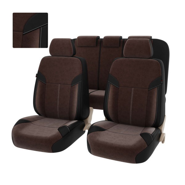 Чехлы PSV Amulet Next  (Черный-Коричневый), экокожа + велюр