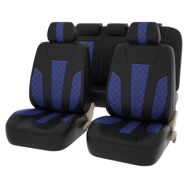 Чехлы PSV Lotos Next (Черный-Синий), ромб + экокожа