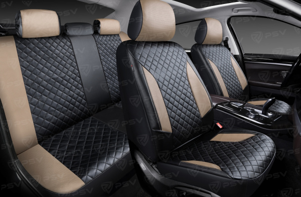 Чехлы PSV King Next (Черный-Бежевый), терморомб + экокожа (ХИТ ПРОДАЖ)