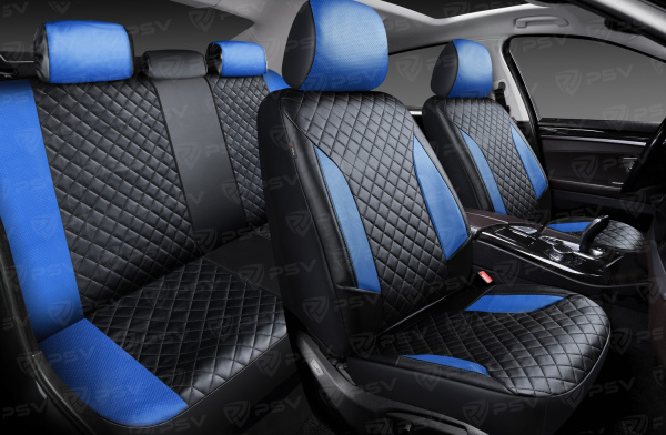 Чехлы PSV King Next (Черный-Синий), терморомб + экокожа (ХИТ ПРОДАЖ)