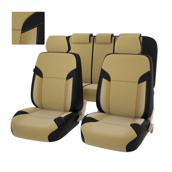 Чехлы PSV Amulet Next  (Черный-Бежевый), экокожа + велюр