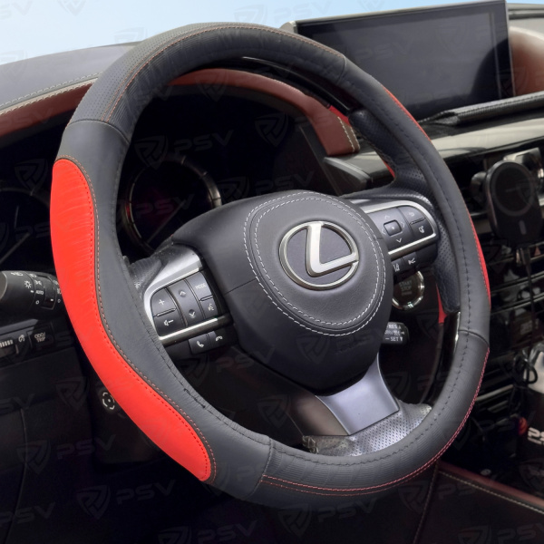 Оплетка на руль кожаная PSV BLESK (Черно-Красный) M