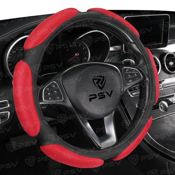 Оплетка на руль PSV RACE SUPER (Черно-Красный) M, экокожа + алькантара