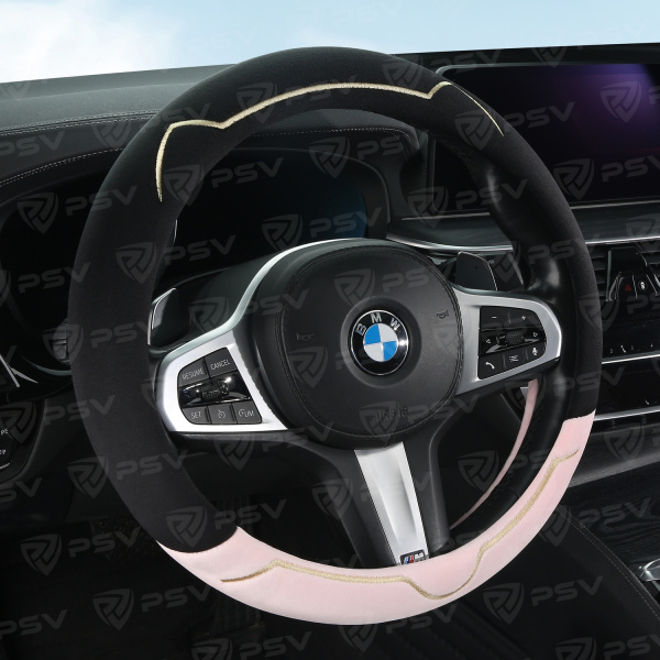 Оплетка на руль PSV KISA (Черно-розовый) M, вельвет