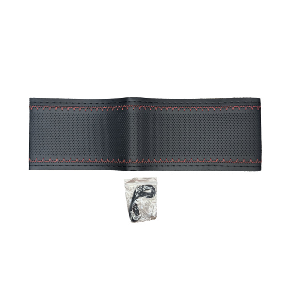 Оплетка на руль PSV со шнуровкой ROW Fiber (Черный/Отстрочка красная) M экокожа