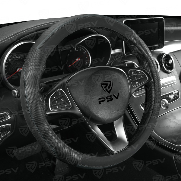 Оплетка на руль PSV SNAKE (Черный/Отстрочка черная) M, экокожа