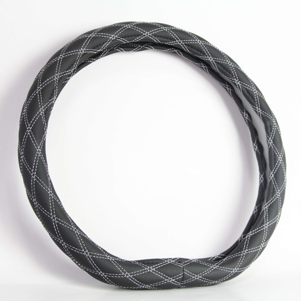 Оплетка на руль PSV RADIKAL CORNER со скошенным низом (Черный/Отстрочка серая) M, экокожа