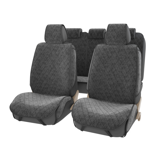 Накидки 2D GTL Effect (Т.Серый/Отстрочка серая), комплект на весь салон, велюр