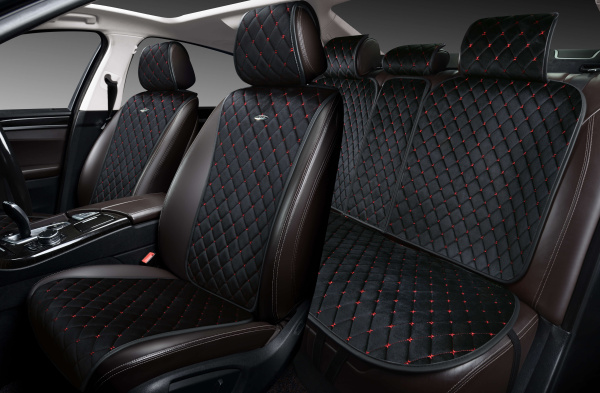 Накидки PSV Asterion PRO (Черный/Отстрочка красная), комплект на весь салон (ХИТ ПРОДАЖ)