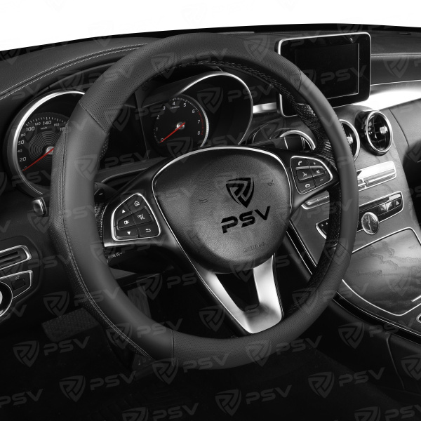 Оплетка на руль PSV RIB (Черный/Отстрочка черная) M, экокожа