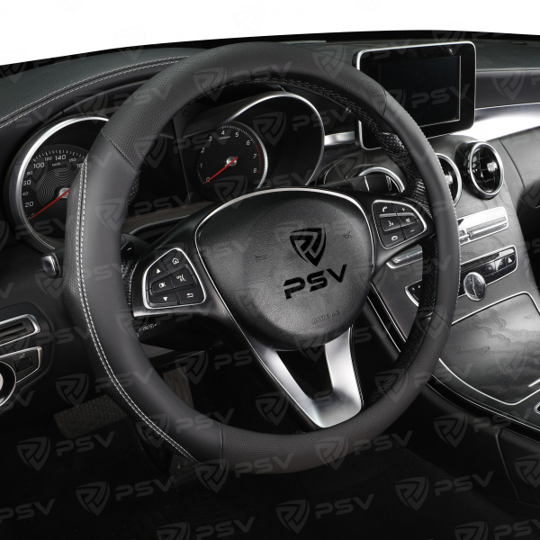 Оплетка на руль PSV RIB (Черный/Отстрочка серая) M, экокожа