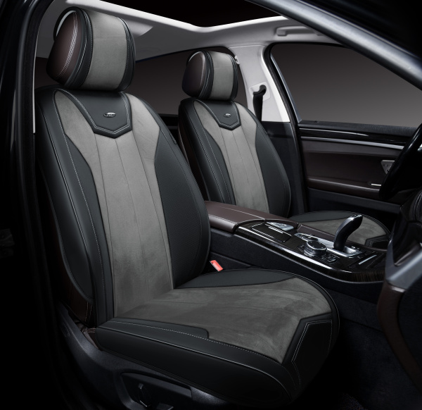 Накидки 3D PSV Betman 2 FRONT (Черно-Серый), на передние сиденья, экокожа + велюр