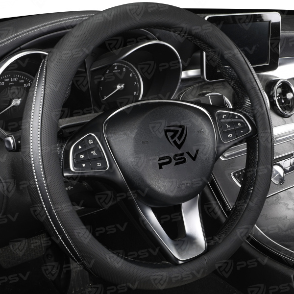 Оплетка на руль PSV TERMIT (Черный/Отстрочка белая) M, экокожа