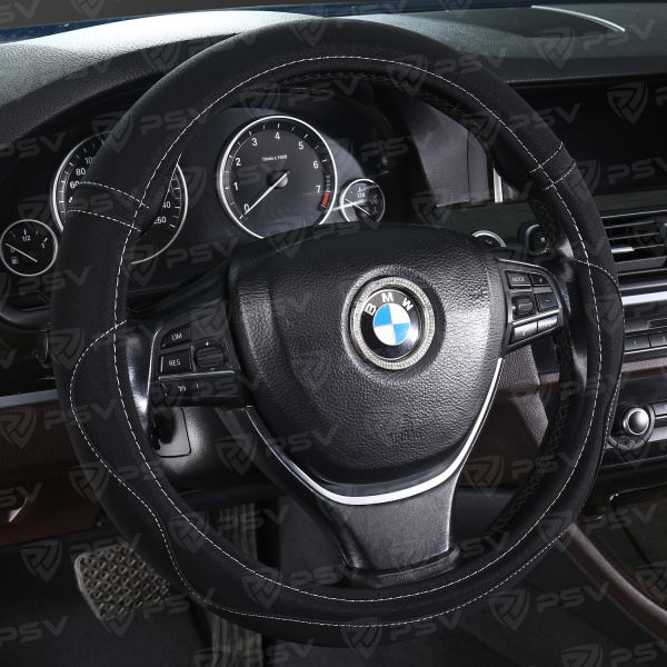 Оплетка на руль PSV RIDDLE (Черный/Отстрочка серая) M, экокожа