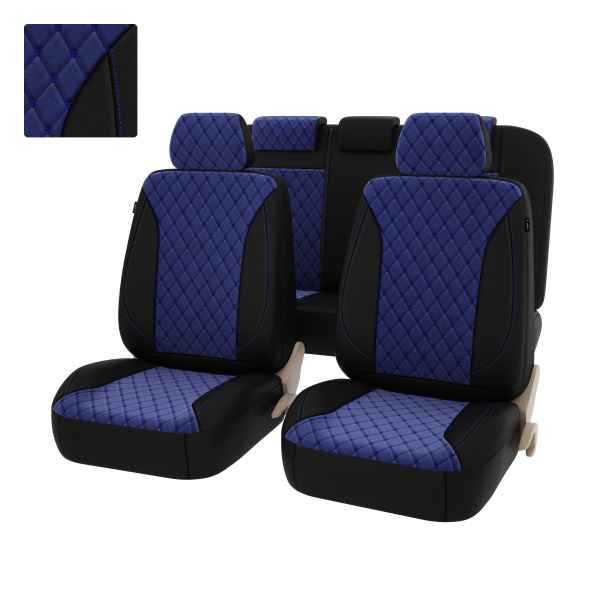 Чехлы PSV Graf Next  (Черный-Синий/Ромб синий "Бабочка"), велюр + экокожа