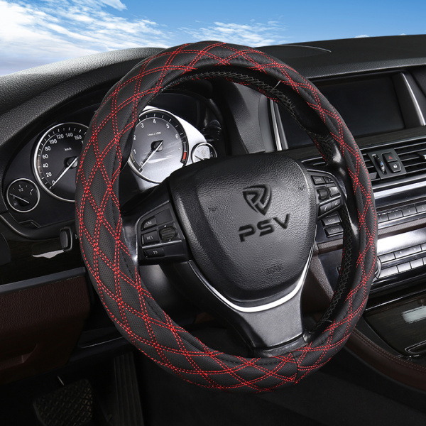 Оплетка на руль PSV RADIKAL (Черный/Отстрочка красная) S, экокожа