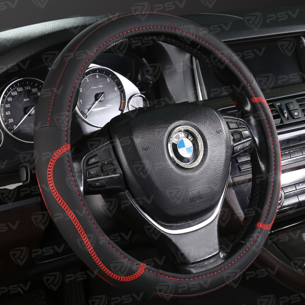 Оплетка на руль PSV ARDOR (Черный/Отстрочка красная) M,экокожа