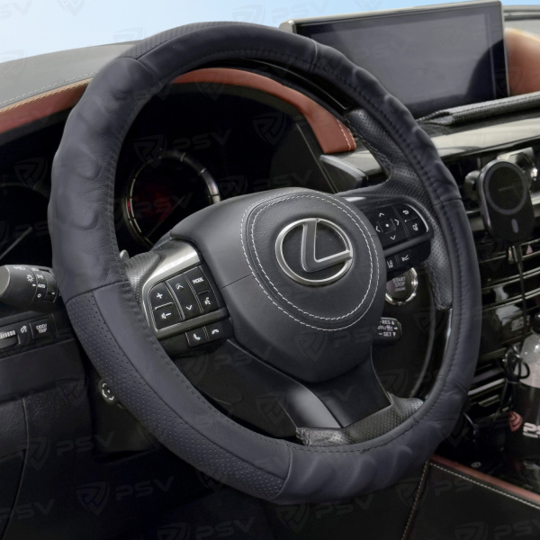 Оплетка на руль кожаная PSV BUMP (Черный) XL, с перфорацией