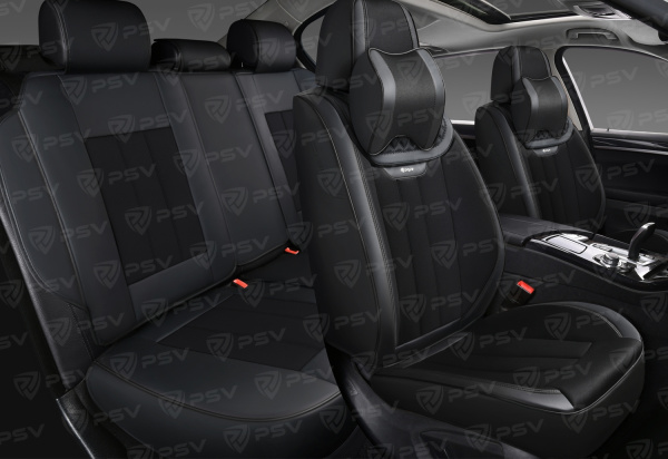 Накидки 5D PSV Continental (Черный/Отстрочка черная), комплект на весь салон