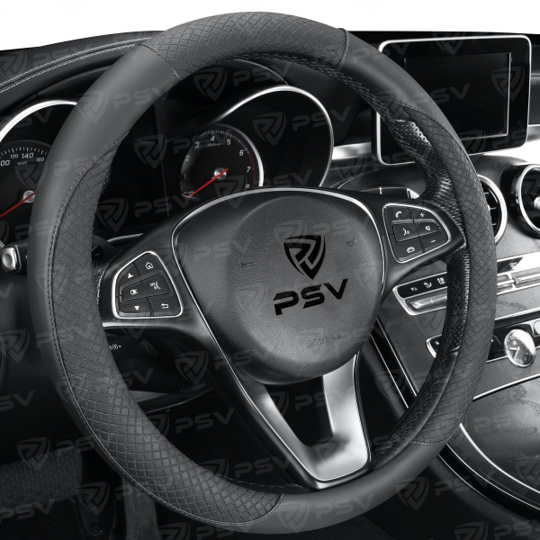 Оплетка на руль PSV GREAT (Черный/Отстрочка черная) M, экокожа