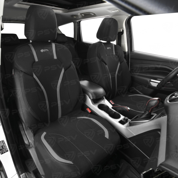 Чехлы GTL Triumf (Черно-Т.Серый) с боковыми поддержками, полиэстер + пинэйпл