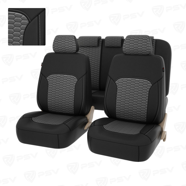 Чехлы PSV Forester Next (Черный-Серый), терморомб "Сота" + экокожа