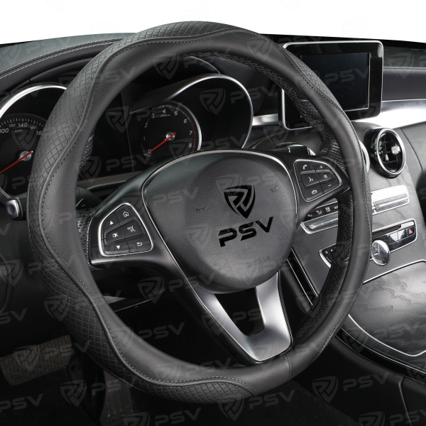 Оплетка на руль PSV ILLUSION (Черный/Отстрочка черная) M, экокожа