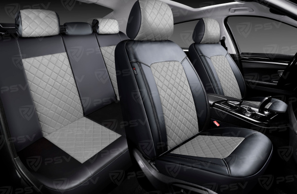 Чехлы PSV Elegant Next (Черный-Серый), ромб + экокожа (ХИТ ПРОДАЖ)