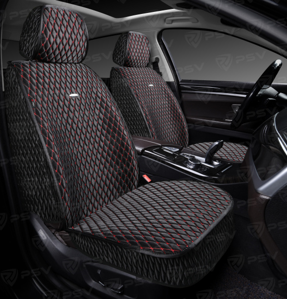 Накидки 5D PSV Xolodok 2 FRONT (Черный/Отстрочка красная), на передние сиденья, холодок