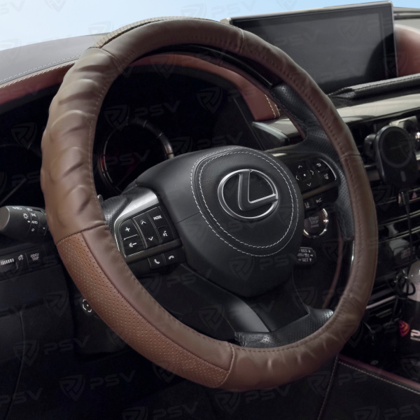 Оплетка на руль кожаная PSV BUMP (Коричневый) M, с перфорацией
