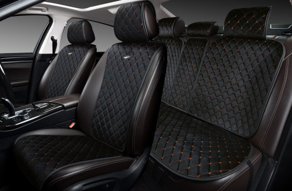 Накидки PSV Asterion PRO (Черный/Отстрочка коричневая), комплект на весь салон